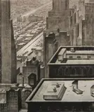 Armin Landeck, Manhattan Vista, drypoint, 1934