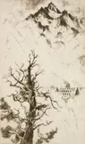 Gene Kloss, Mt. Wilson and Narrow Gauge Trestle, etching, 1980