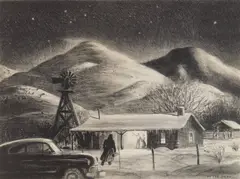 Peter Hurd, The Late Call, lithograph, 1949
