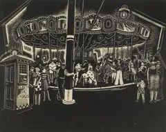 Angelo Pinto, Carousel wood, engraving on Japan paper, 1931