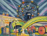Harry Shokler, Coney Island (Wonder Wheel), silkscreen in colors, 1942