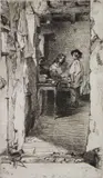 James A. M. Whistler, The Rug Gatherer, etching on wove paper, 1858