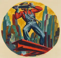 Harry Sternberg, Riveter, silkscreen in colors, 1935