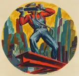 Harry Sternberg, Riveter, silkscreen in colors, 1935