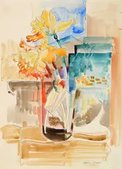 William Sommer, Still-Life with Flowers, watercolor and pen and ink on paper, 1936