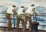 Watching the Convoy by Joseph Solitario, watercolor on paper, 1945, offered Mar 2026