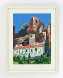Malaga- Homes and Fort by William C. Grauer, gouache on paper, offered Oct 2025