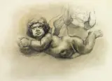 Putto by Francis J. Meyers, charcoal on illustration board, offered Mar 2026