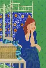 Phyllis Sloane, Seated Girl, silkscreen in colors