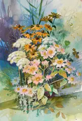 Robert Laessig, Wildflowers, watercolor on paper