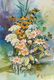 Robert Laessig, Wildflowers, watercolor on paper