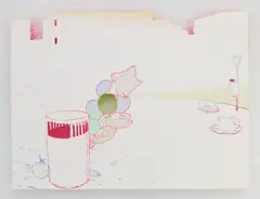 Levity by Amze Emmons, silkscreen in colors with laser cut elements, 2018, offered Mar 2026
