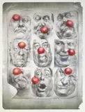 Oldřich Kulhánek, Clowniade of the Stupids, lithograph in colors, 1988
