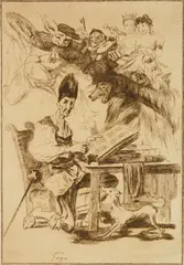 Félix Bracquemond, Don Quixote, etching, after a Goya drawing