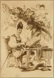 Félix Bracquemond, Don Quixote, etching, after a Goya drawing