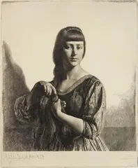 Gerald Brockhurst, La Tresse, etching, 1926
