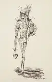 Cecil Collins, Court Jester with Owl and Heart, silkscreen, 1944