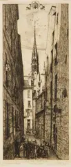 Charles Méryon, La Rue de Chantres, etching, 1862. 11 5/16 x 4 3/4" Literature: Schneiderman 85/v/VI