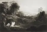 John Martin, V: 519- Raphael Conversing with Adam and Eve mezzotint