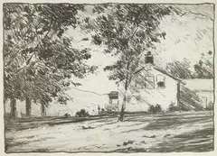 Bolton Brown, The Front Yard, lithograph