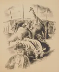 Edmund Brucker, Menagerie, lithograph, 1943
