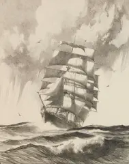 Gordon Grant, Mid-Ocean, lithograph
