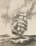 Gordon Grant, Mid-Ocean, lithograph