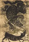 Antonio Frasconi, The Dog and the Crocodile' (Some Well Known Fables, No. 5), woodcut, 1950