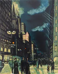 Ernest Fiene, Evening Fifth Ave, lithograph in colors