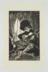 Mervin Jules, Quiet Moment, woodcut