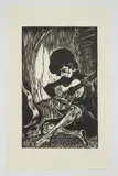 Mervin Jules, Quiet Moment, woodcut