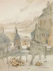 Robert Laessig, Early Morning in Cornwall, watercolor and graphite on paper