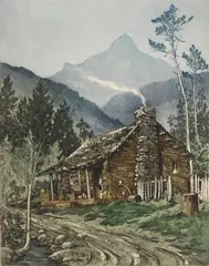 Leon Pescheret, In the Smokies, etching in colors
