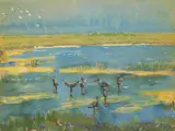 Shorebirds by Arthur Schneider, watercolor on paper. matted and, offered Oct 2025
