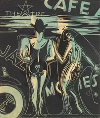 Modern Tendency woodblock in two colors by James Blanding Sloan, ca. 1925, woodcut, offered Feb 2026