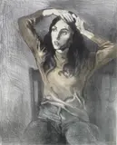 Raphael Soyer, Girl Combing Her Hair, lithograph in colors, 1974