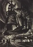 Harry Sternberg, Blast Furnace #1, etching and aquatint, 1937