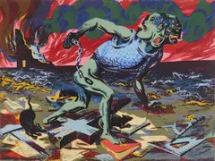 Harry Sternberg, Fascism, silkscreen in colors, 1947