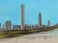 Richard Florsheim, Lakefront (Chigaco), lithograph in colors, 1974