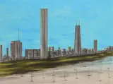 Richard Florsheim, Lakefront (Chigaco), lithograph in colors, 1974