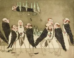 Curt Frankenstein, Members Only, etching and hand colored aquatint