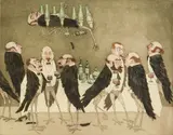 Curt Frankenstein, Members Only, etching and hand colored aquatint