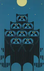 Charley Harper, Raccpack, silkscreen in colors, 1975