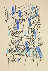 Raoul Hausmann, Hommage a Marcel Duchamp, etching colors, 1968