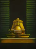 Honda Kazuhisa, Breakfast mezzotint in colors, 1982, mezzotint