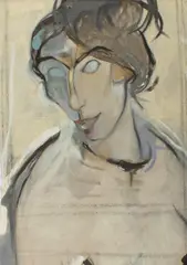 Untitled by Walter Sorge, oil on cut canvas portrait, offered Sep 2026
