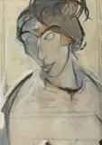 Walter Sorge, Untitled, oil on cut canvas portrait