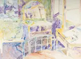 Walter Sorge, Untitled, watercolor of an interior
