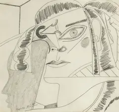 Knox Martin, Untitled, graphite portrait