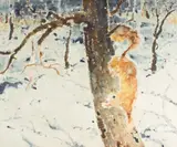 Walter Sorge, Untitled, watercolor painting of a squirrel